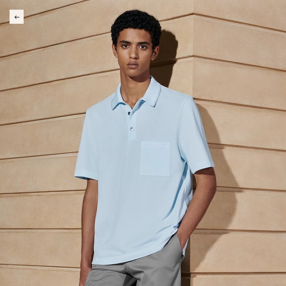 "Piqures sellier" polo shirt Hermes, light blue